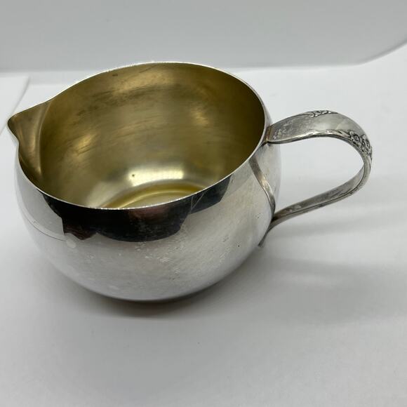 Tudor Plate Oneida Community Vintage Creamer Silverplate Floral Handle - Picture 1 of 7